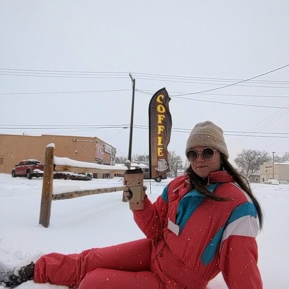 Vintage 80s 90s Pink, Blue & White Ladies "Dazzler" Snowsuit Size 12 - Picture 7 of 10
